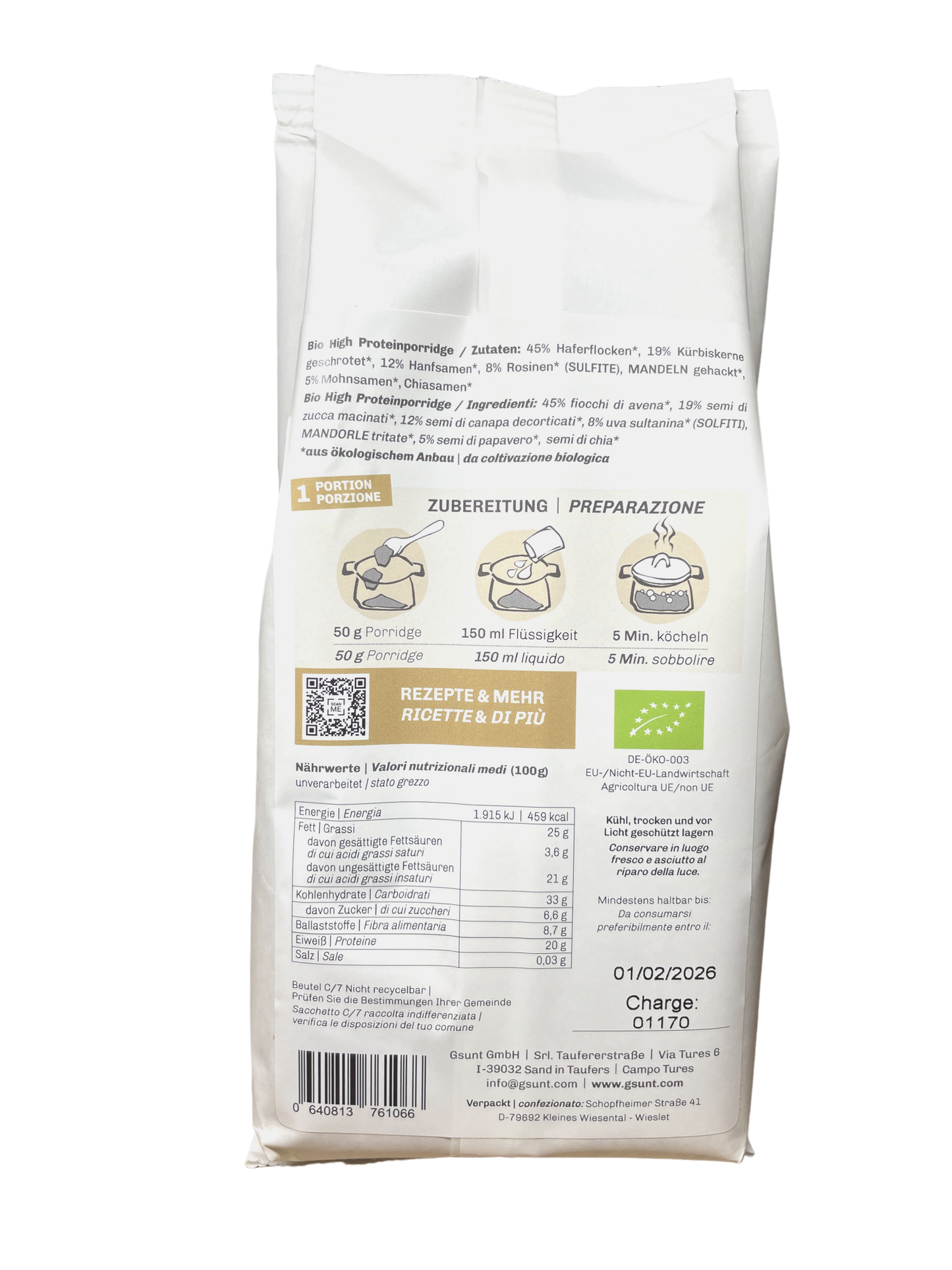 GSUNT BIO High Proteinporridge